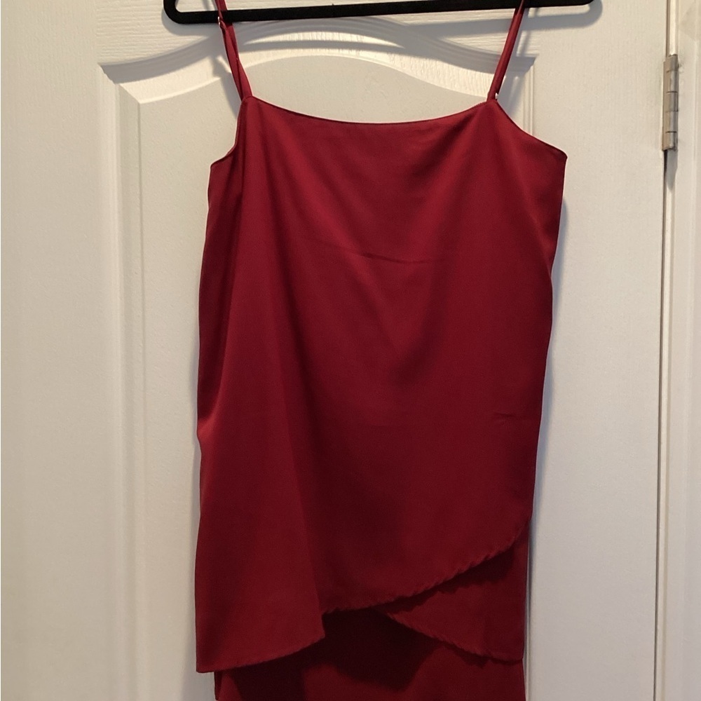Elegant Red Rust Sleeveless Layered Spaghetti Top NWOT